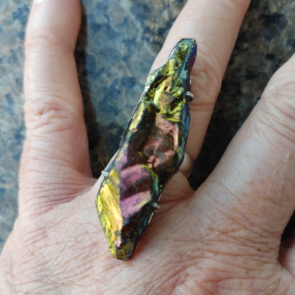 Crystal-Titanium Oversized Gemstone Ring in 925 Sterling Silver Overlay (size 7) - Picture 3 of 15